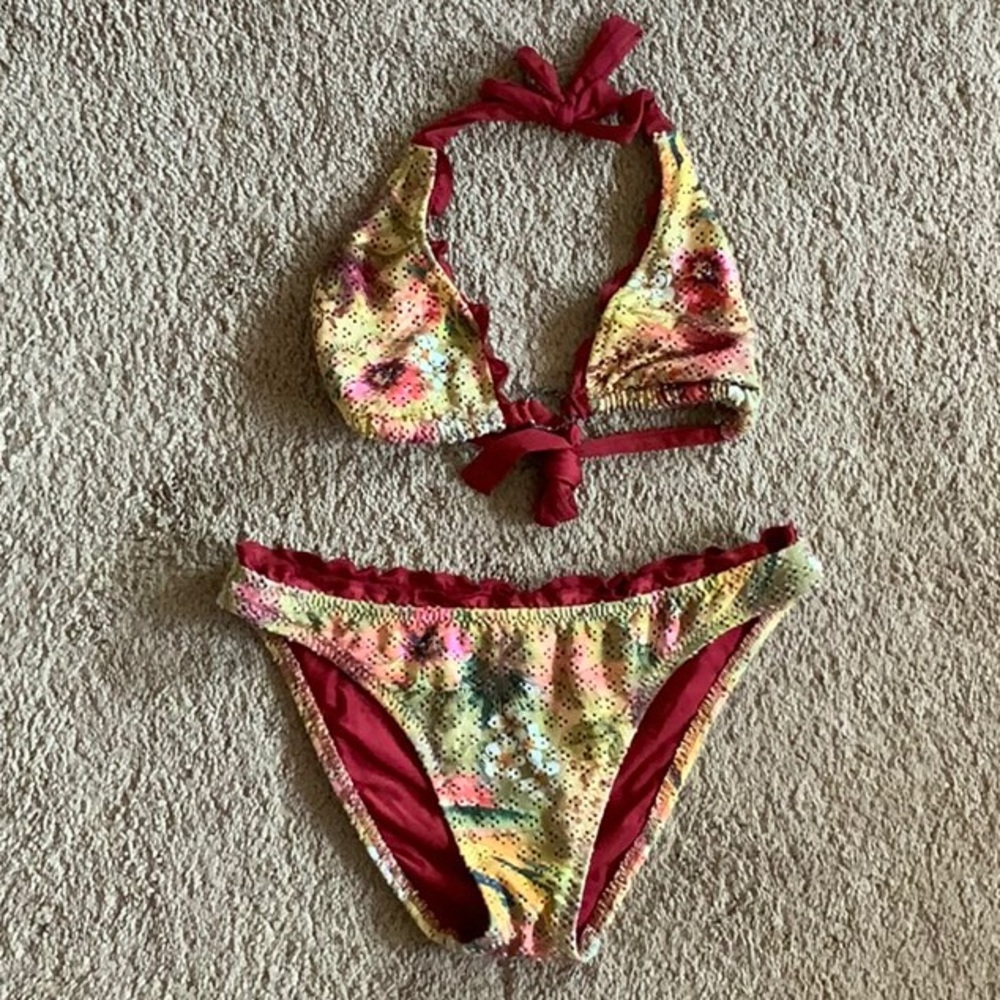 Bikini, size small. BECCA by Rebecca Virtue. Rich, Floral, super soft